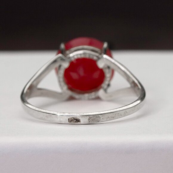 Natural Faceted Rhodonite "Stone Of Love" Sterling Silver Ring, Size 7.5 - Picture 5 of 7